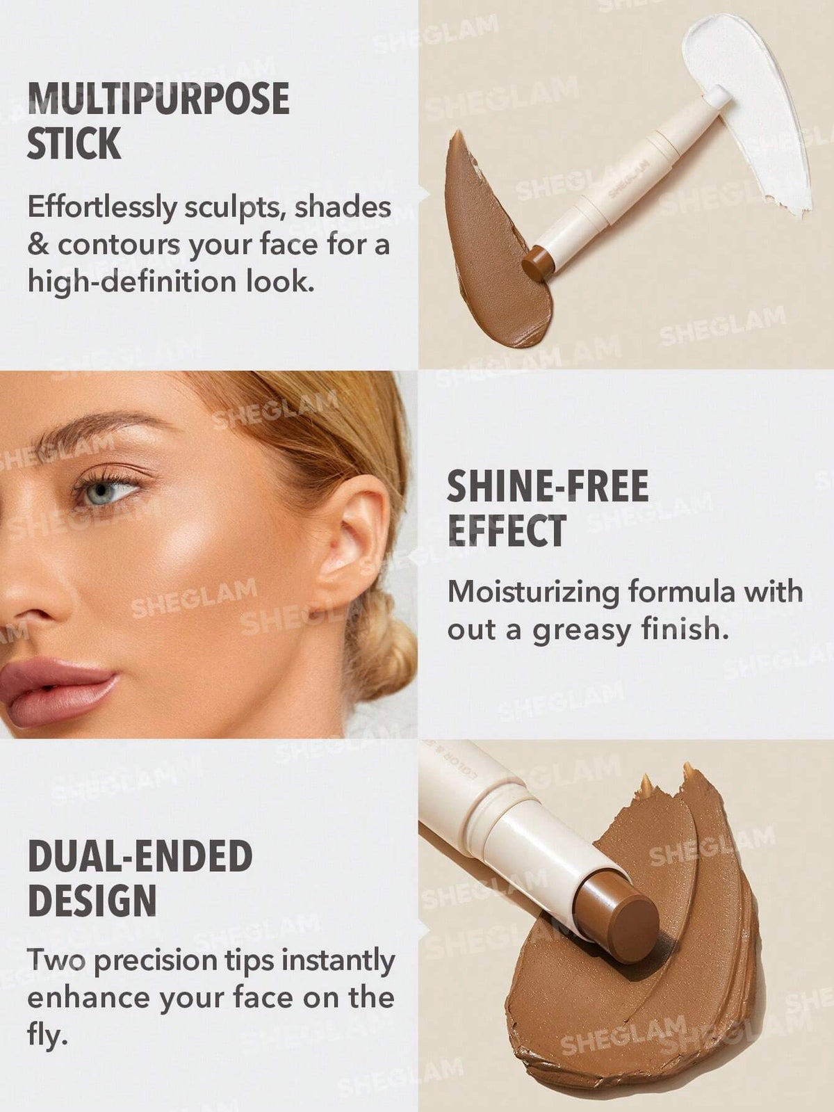 SHEGLAM Color & Sculpt Bronzer and Contour Stick – Nude & Cocoa - sheesha
