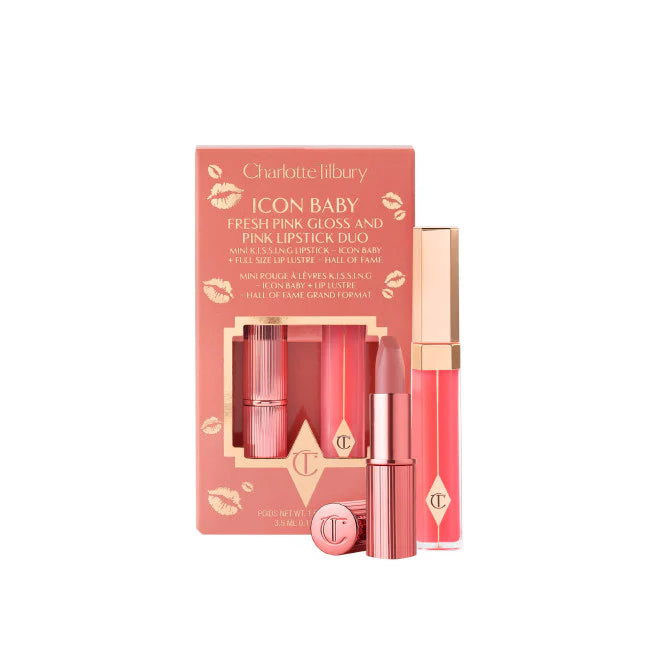 charlotte tilbury icon baby fresh pink gloss and pink lipstick duo