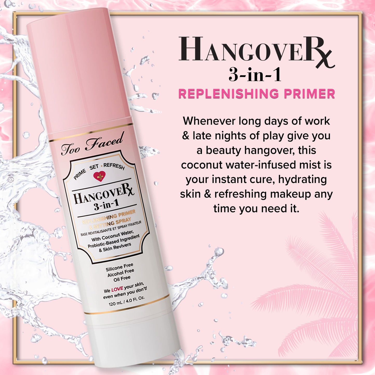 Too Faced Hangover 3 In 1 Replenishing Primer and Setting Spray 120ml - sheesha