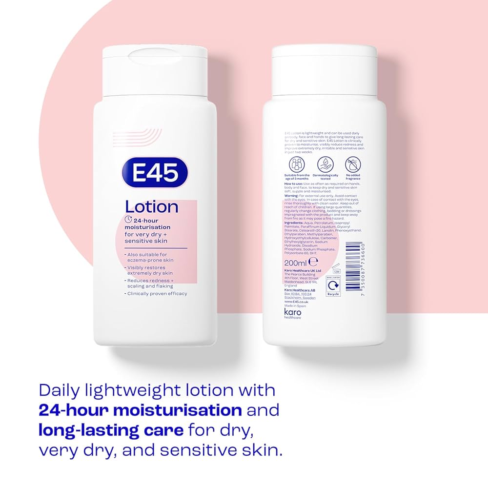 E45 Lotion 500ml for Very Dry Sensitive Skin - Sheesha