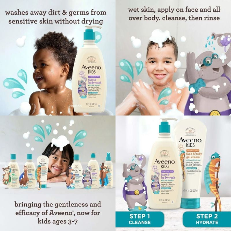 Aveeno Kids Sensitive Skin Face & Body Wash 532ml - sheesha