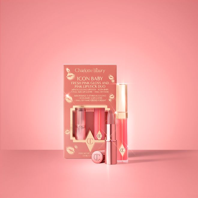 charlotte tilbury icon baby fresh pink gloss and pink lipstick duo