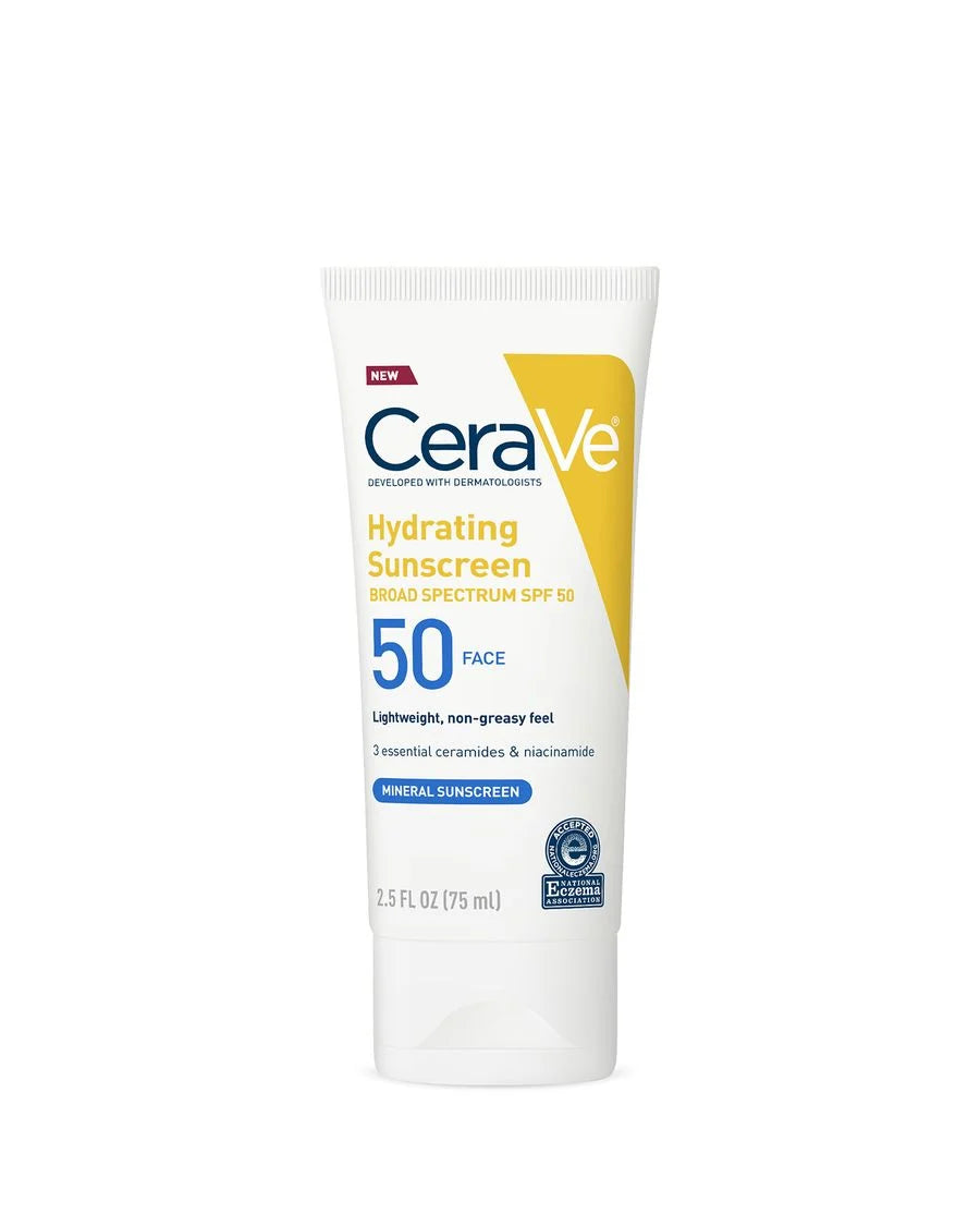 CeraVe Hydrating Mineral Face Sunscreen SPF 50 75ml – Mineral Facial Sunscreen