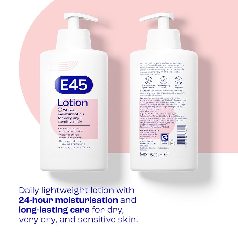E45 Lotion 500ml for Very Dry Sensitive Skin - Sheesha