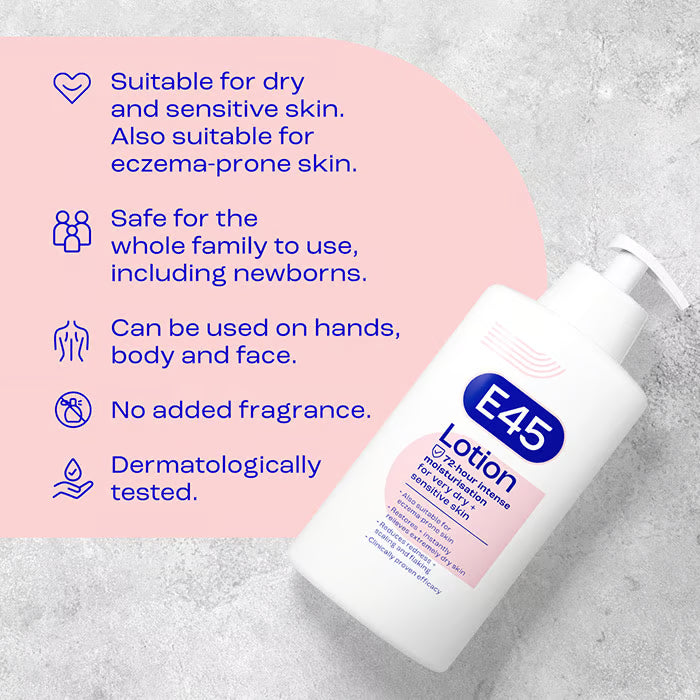 E45 Lotion 500ml for Very Dry Sensitive Skin - Sheesha