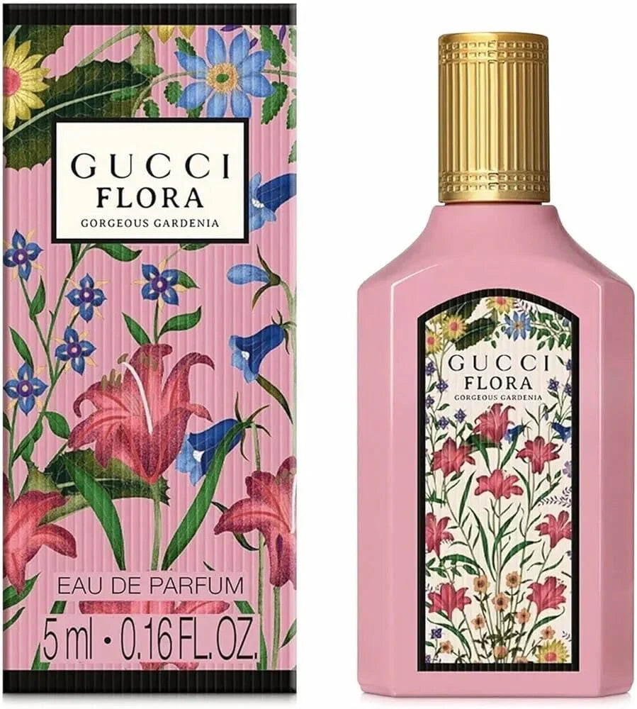 Gucci Flora Gorgeous Gardenia Eau de Parfum 5ml – Luxury Floral Fruity Perfume for Women Travel Size