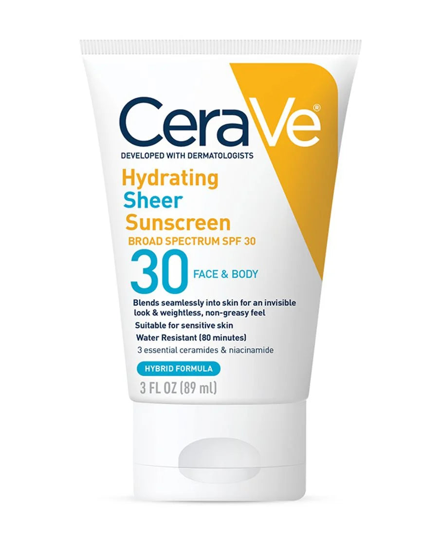 CeraVe Hydrating Sheer Face and Body Sunscreen SPF 30 89ml