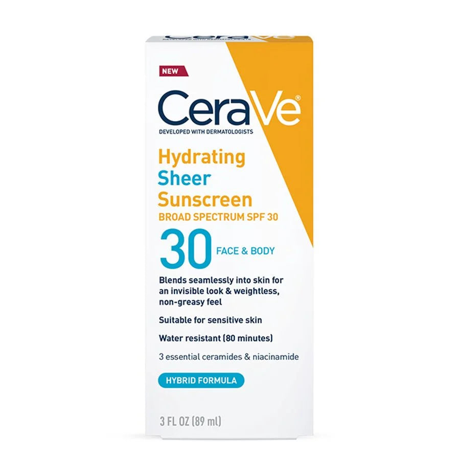 CeraVe Hydrating Sheer Face and Body Sunscreen SPF 30 89ml