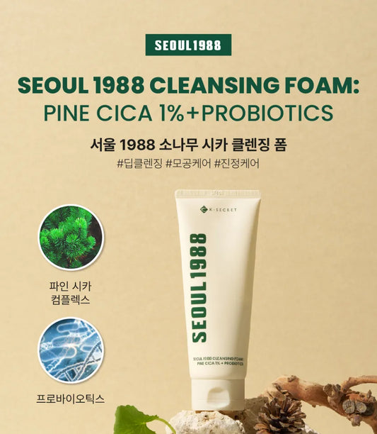 K-SECRET SEOUL 1988 Pine Cica 1% + Probiotics Foam Cleanser 150ml - sheesha