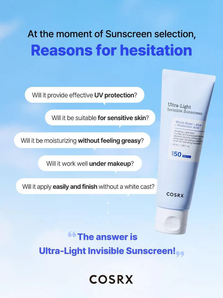 COSRX Ultra Light Invisible Sunscreen SPF50 PA++++ 50ml - sheesha