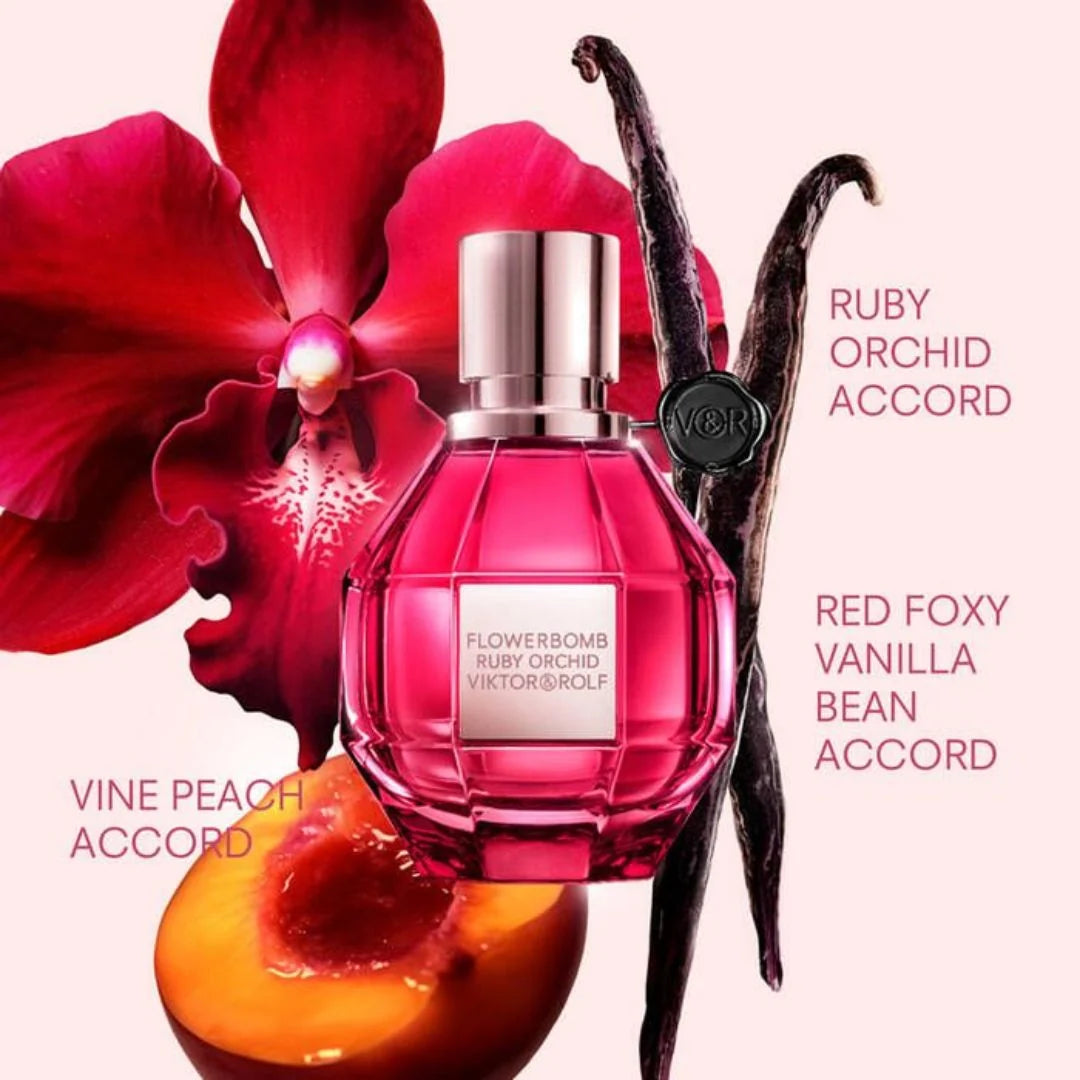 Viktor & Rolf Flowerbomb Ruby Orchid Eau de Parfum 7ml – Luxury Floral Fruity Perfume for Women Travel Size
