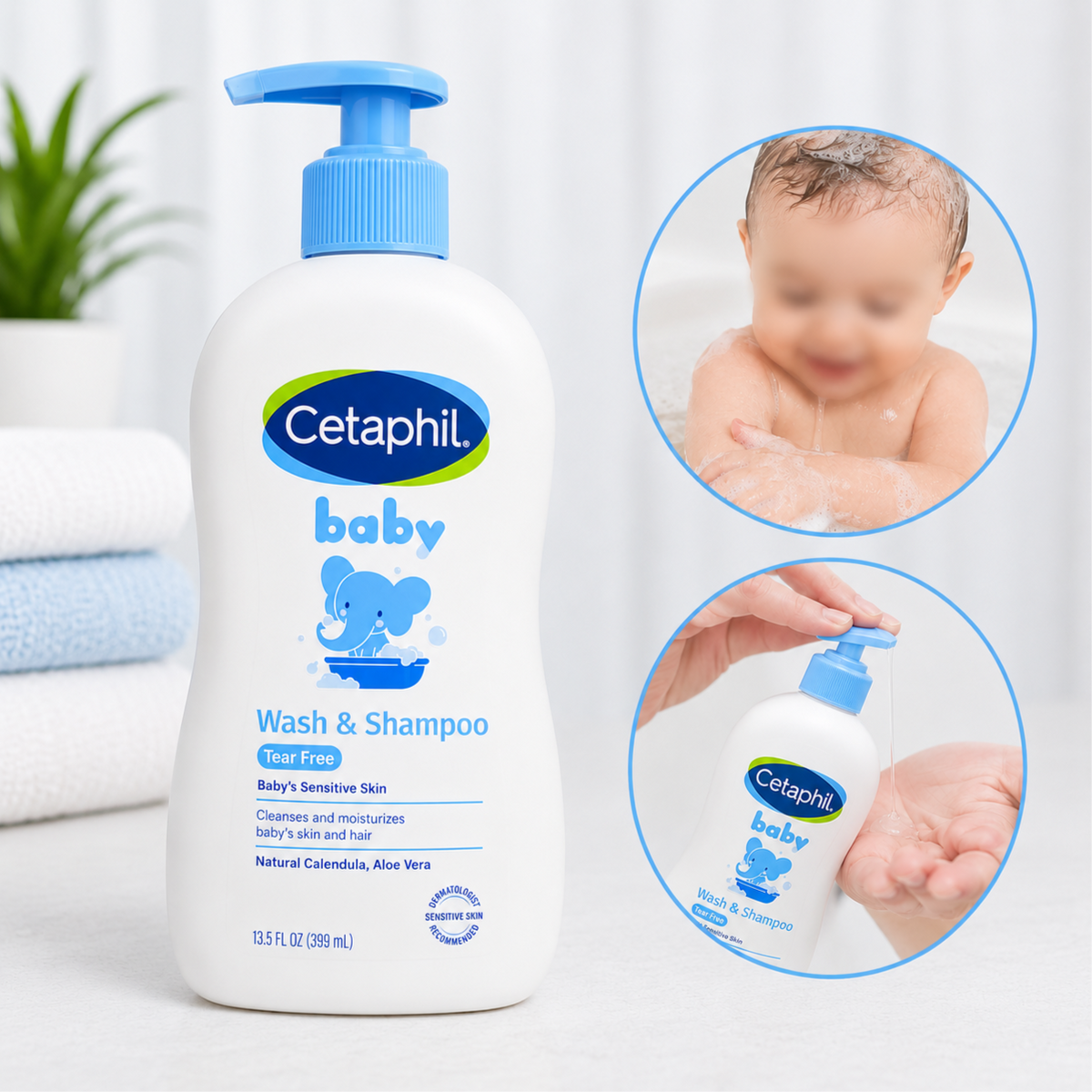 Cetaphil Baby Wash & Shampoo 399ml – Gentle Baby Hair & Body Cleanser
