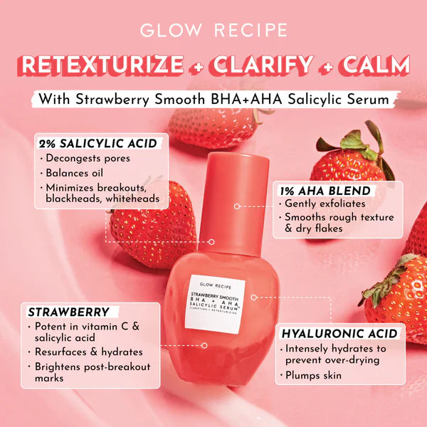 Glow Recipe Strawberry Smooth BHA + AHA Salicylic Acid Serum 30ml - sheesha