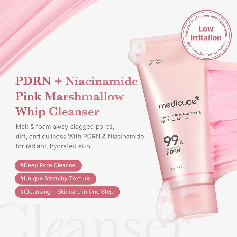 Medicube PDRN Pink Niacinamide Whip Cleanser 120g - sheesha