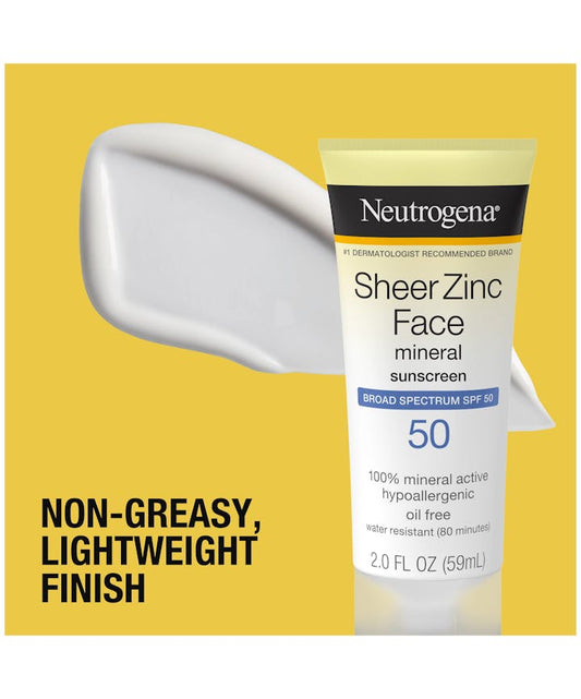 Neutrogena Sheer Zinc Mineral Sunscreen - Broad Spectrum SPF50 - sheesha