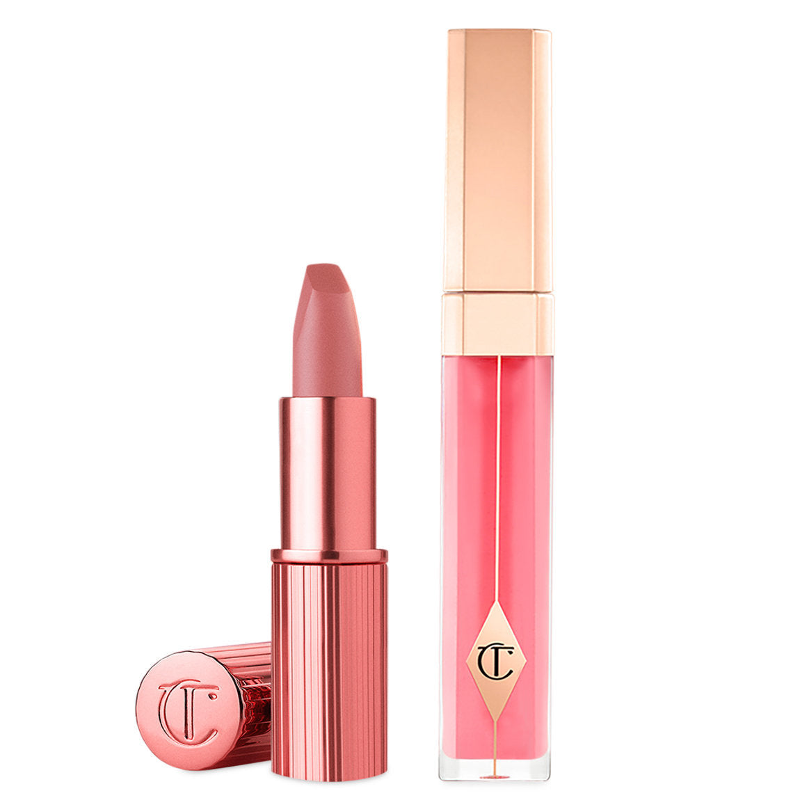 charlotte tilbury icon baby fresh pink gloss and pink lipstick duo