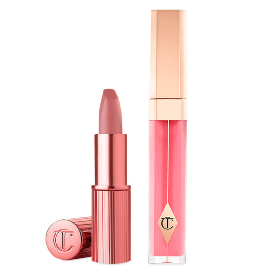 charlotte tilbury icon baby fresh pink gloss and pink lipstick duo